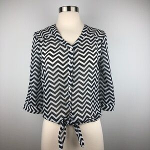 Bongo Black White Chevron Blouse Medium